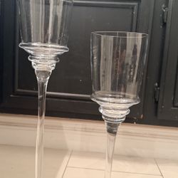 Tall Glass Hurricane Candle Holders/ Centerpieces