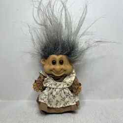 Vintage 1990s Russ Berrie My Lucky Gray Hair Grandmother Troll Doll