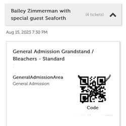 2 Bailey Zimmerman Tickets To Erie County Fair Show Sold Out General Admission 8/15/2023