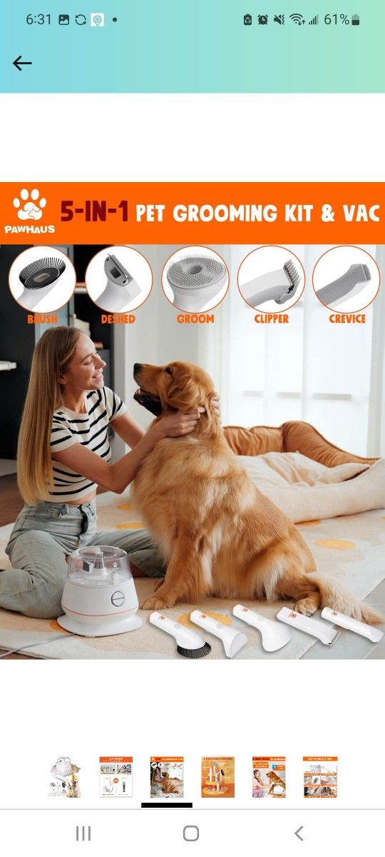Dog Grooming Kit & Vacuum, Upgraded 5 in 1 Pet Grooming Tool with 3 Mode Powerful Suction, Rechargable Dog Clippers Trimmer, DeShedding Brush Hair Rem