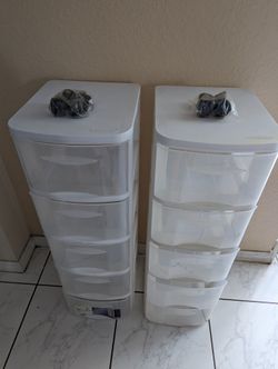 2 Torres de Almacenamiento de Plástico de 5 Cajones con Ruedas