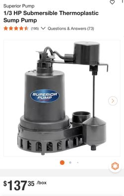 1/3 HP Submersible Thermoplastic Sump Pump