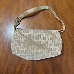 Fendi Metallic Pearl Zucchino Monogram Shoulder Bag