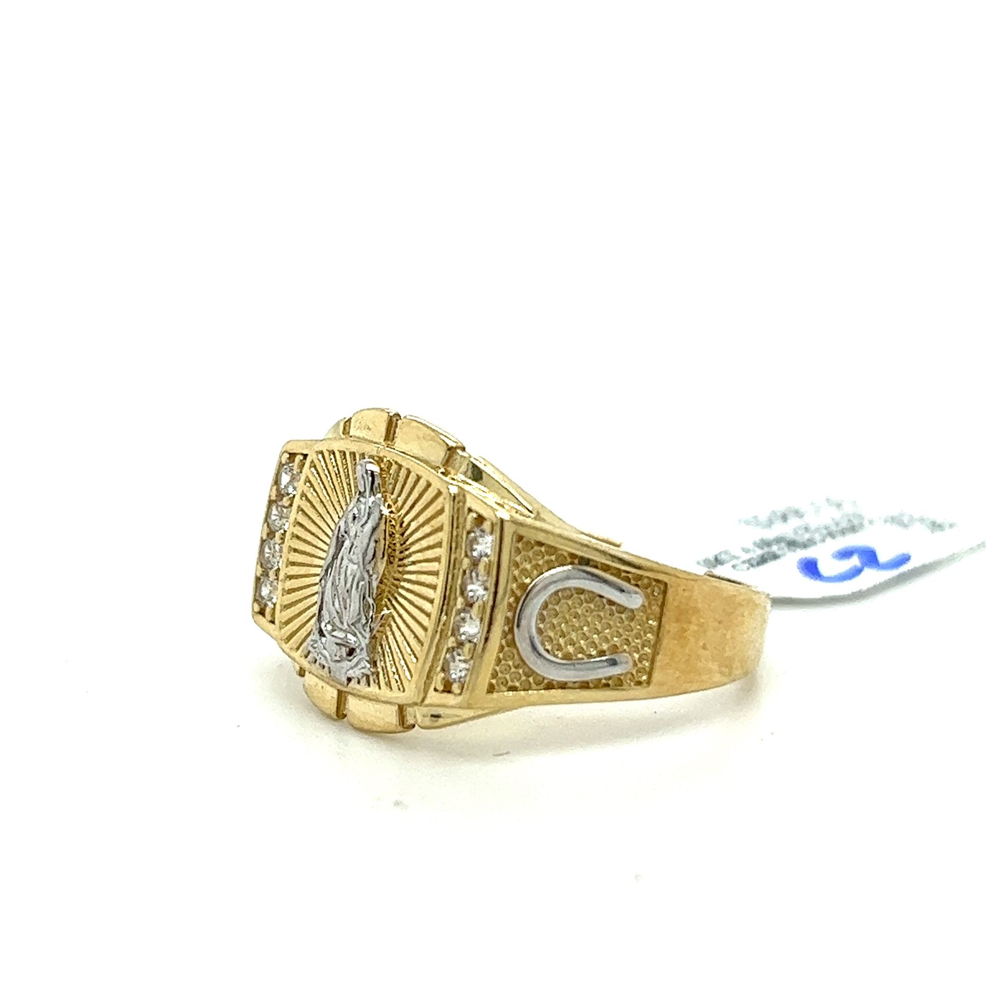 10kt Gold Virgin Mary With Cz Stones Size 10 1/2 4.60grams 163557 1