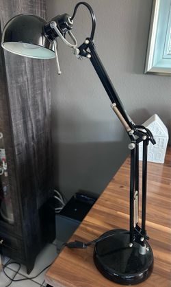 IKEA FORSA Black Desk Work Lamp Adjustable Arm Head Metal Light Architect