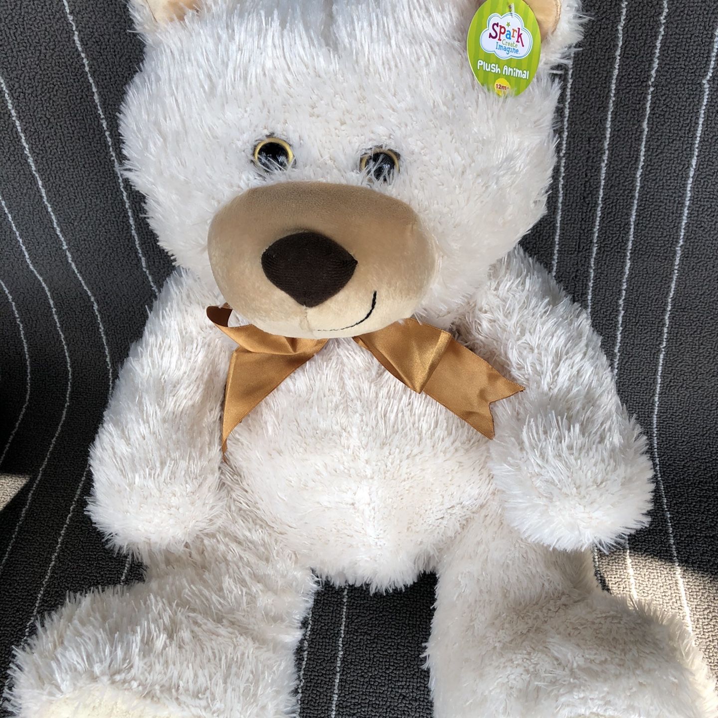 Spark Large Beige Teddy Bear Stuffed Animal 18" Fuzzy Plush Pal