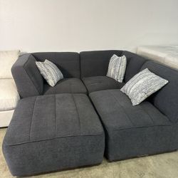 Gray Sofa Sectional Couch with Modular / Rearrangeable Design & Ottoman — WAREHOUSE & DISPLAY SALE 