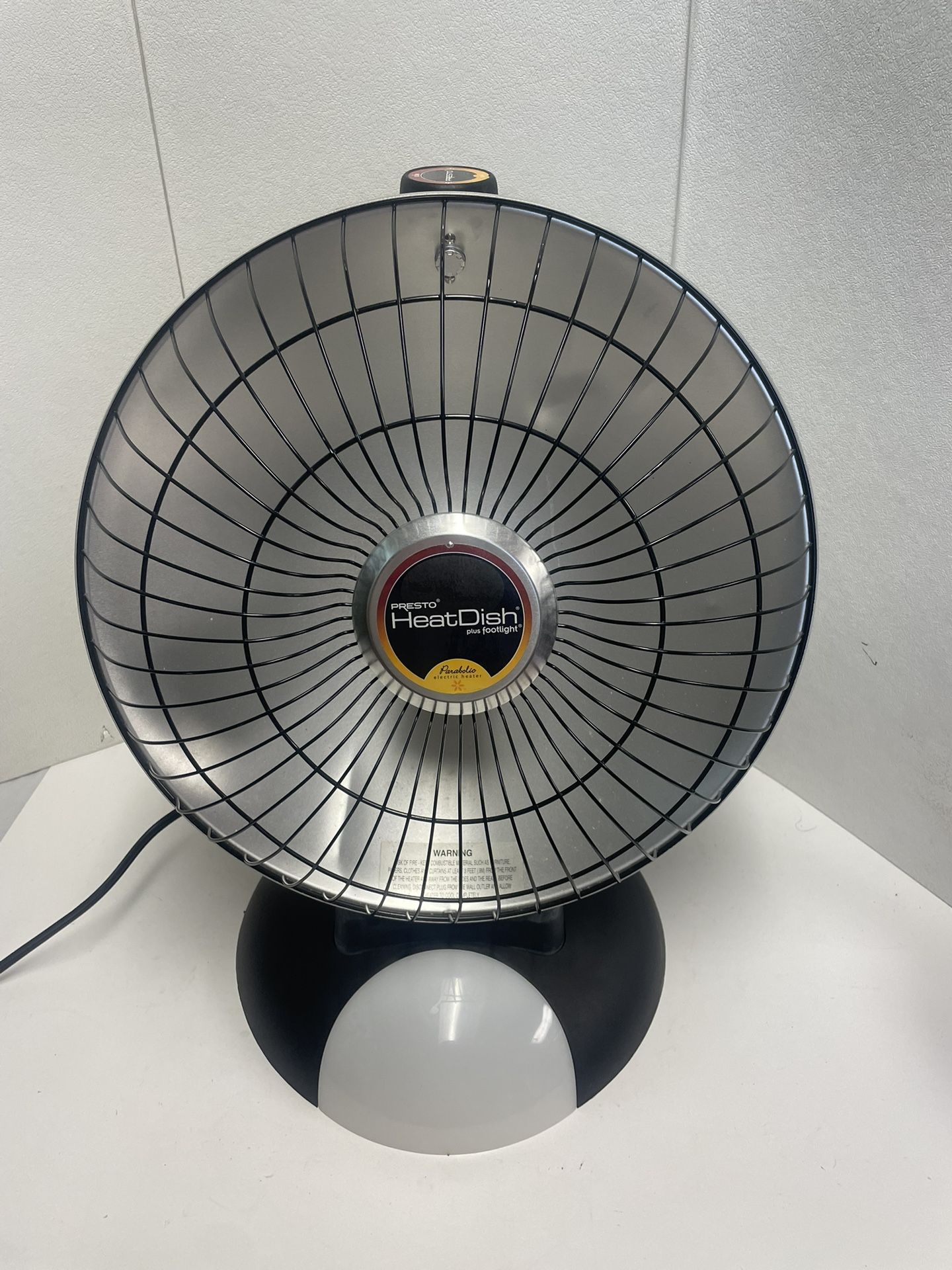 Presto Heat Dish Plus Footlight Heater Portable Parabolic Electric Heater