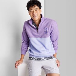 Men's NWT size XXL Quarter Zip-Up Sweatshirt - Purple
