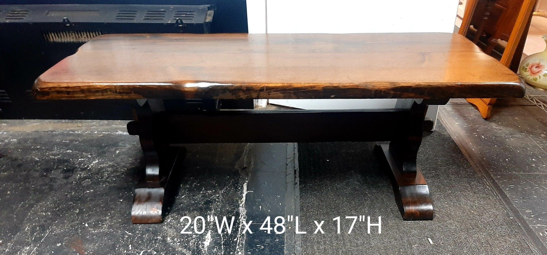 Rustic Solid Dark Pine Coffee Table / Wooden Coffee Table / Quality Furniture 