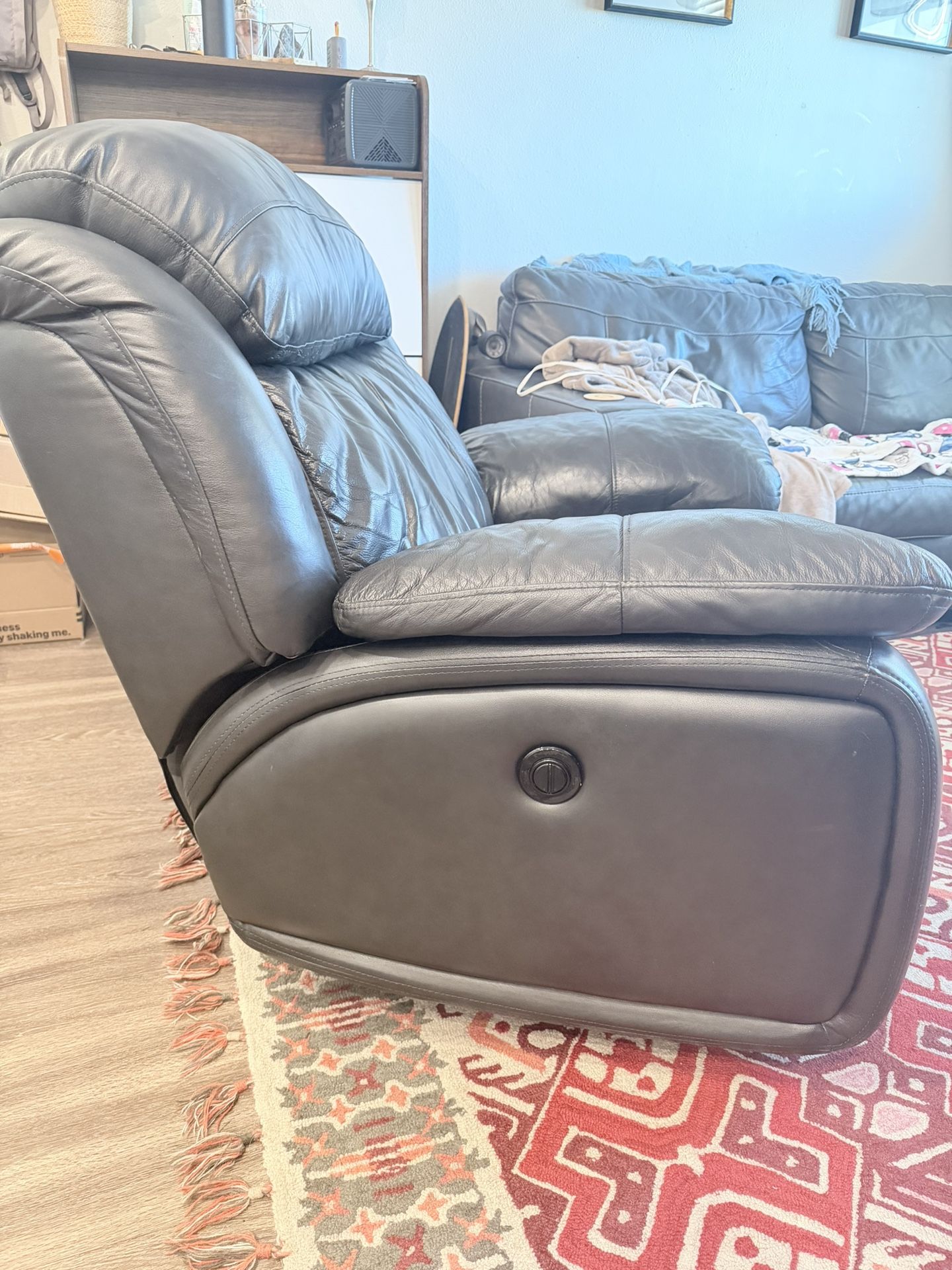 Leather Recliner with Pillow Top Arms