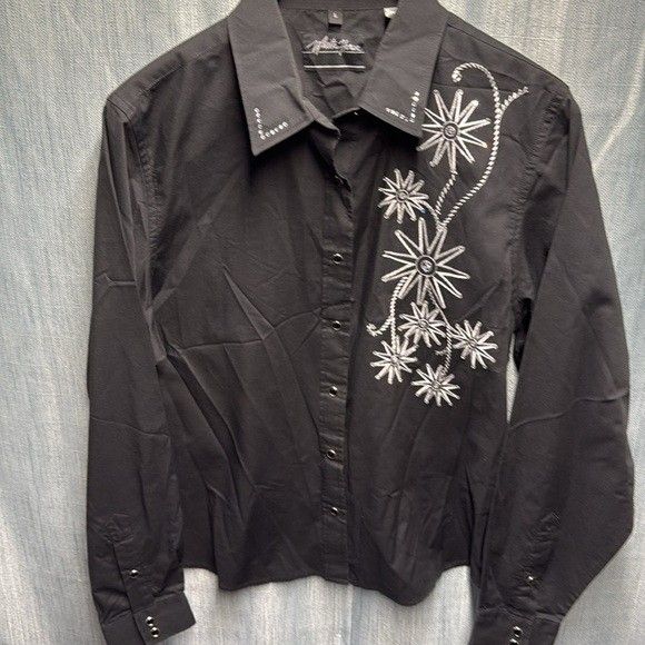us White horse collared western style button up shirt size large