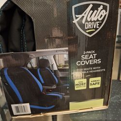 AUTO DRIVE 2pc SEAT COVERS and  STEERING WHEEL COVER 