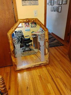 Rustic house shape mirror