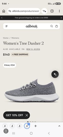 WOMEN'S ALLBIRD SHOES, SZ 8