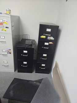 Black Metal Filing Cabinets – Set of 2