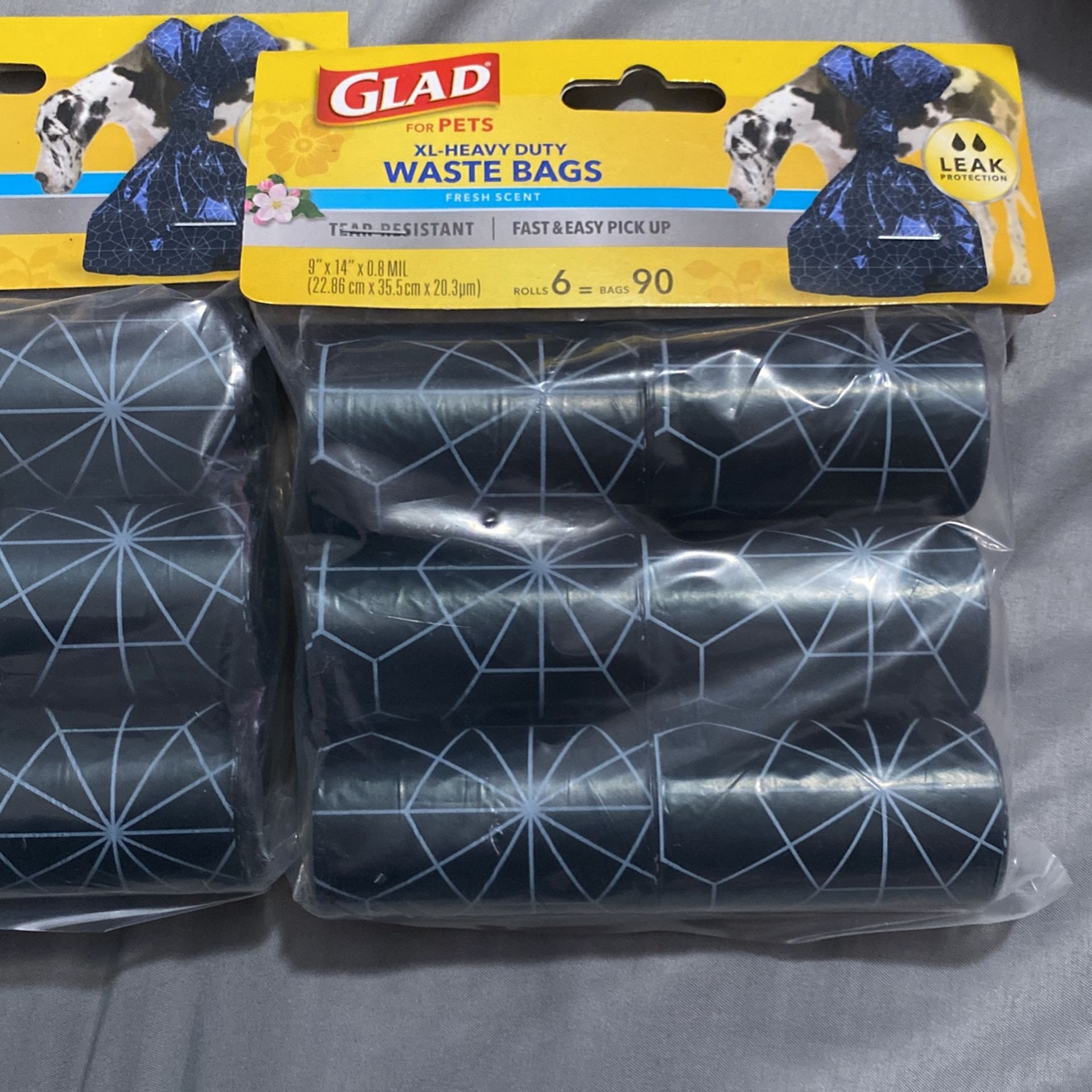 Glad For Pets XL Heavy Duty Waste Bags 6 Rolls 90 Bags 2 Packs Total 180 Bags