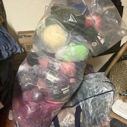 Giant Bag Of Yarn All Kinds - Chenille Wool Cotton Suede
