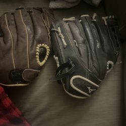 Baseball Gloves And Bat