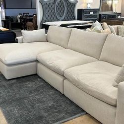 Custom Cloud Sectional Chaise Ready For Delivery / Shop Now Pay Later 