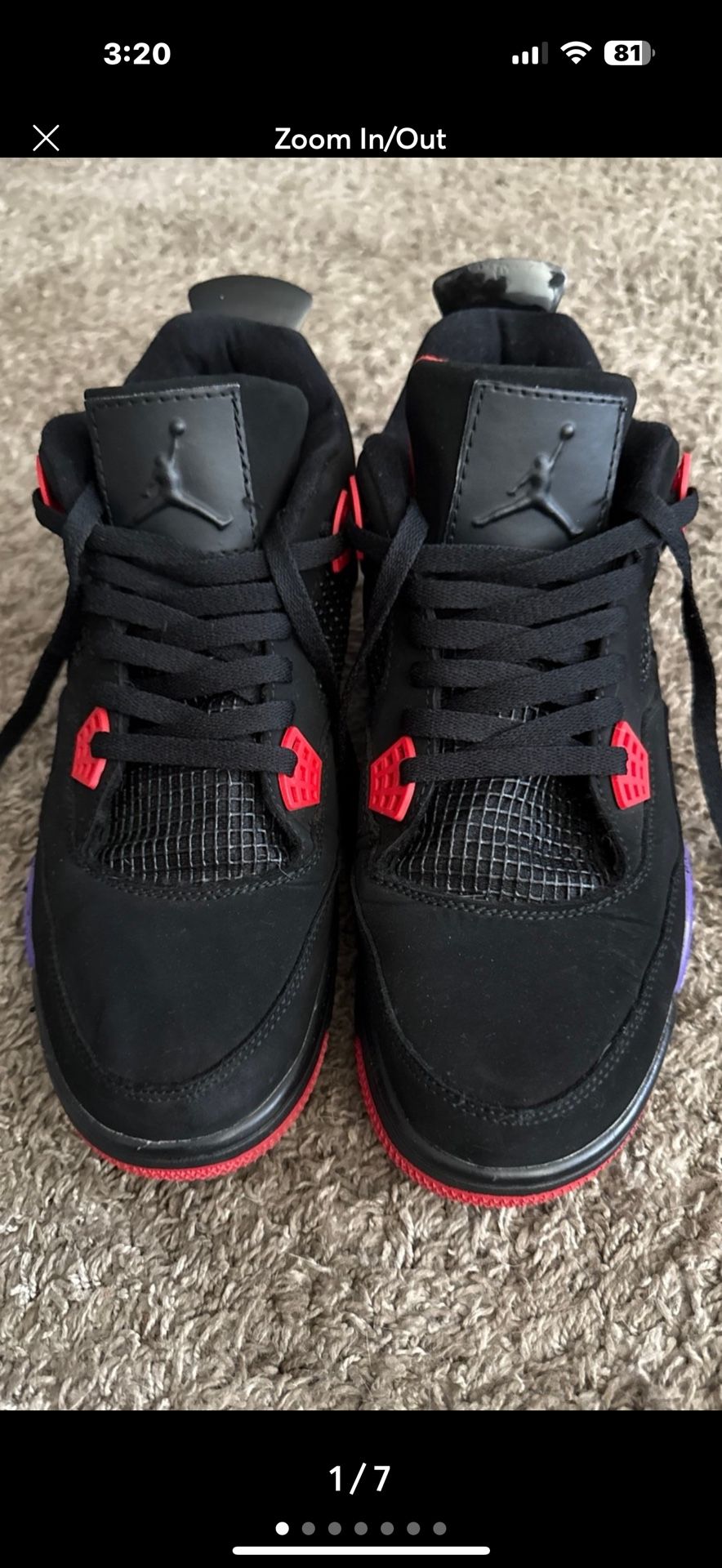 Air Jordan 4 Retro Black, Purple, Red Size 13