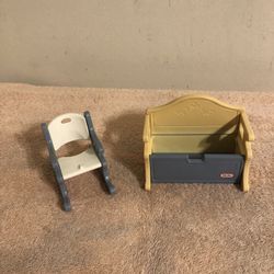 Vintage Little Tikes Dollhouse Size Rocking Chair & Bench 