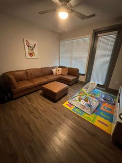 Nina Modern 120 in. 6-Piece Faux Leather Modular Sectional Sofa in. Brown with Ottoman Removable Cushions