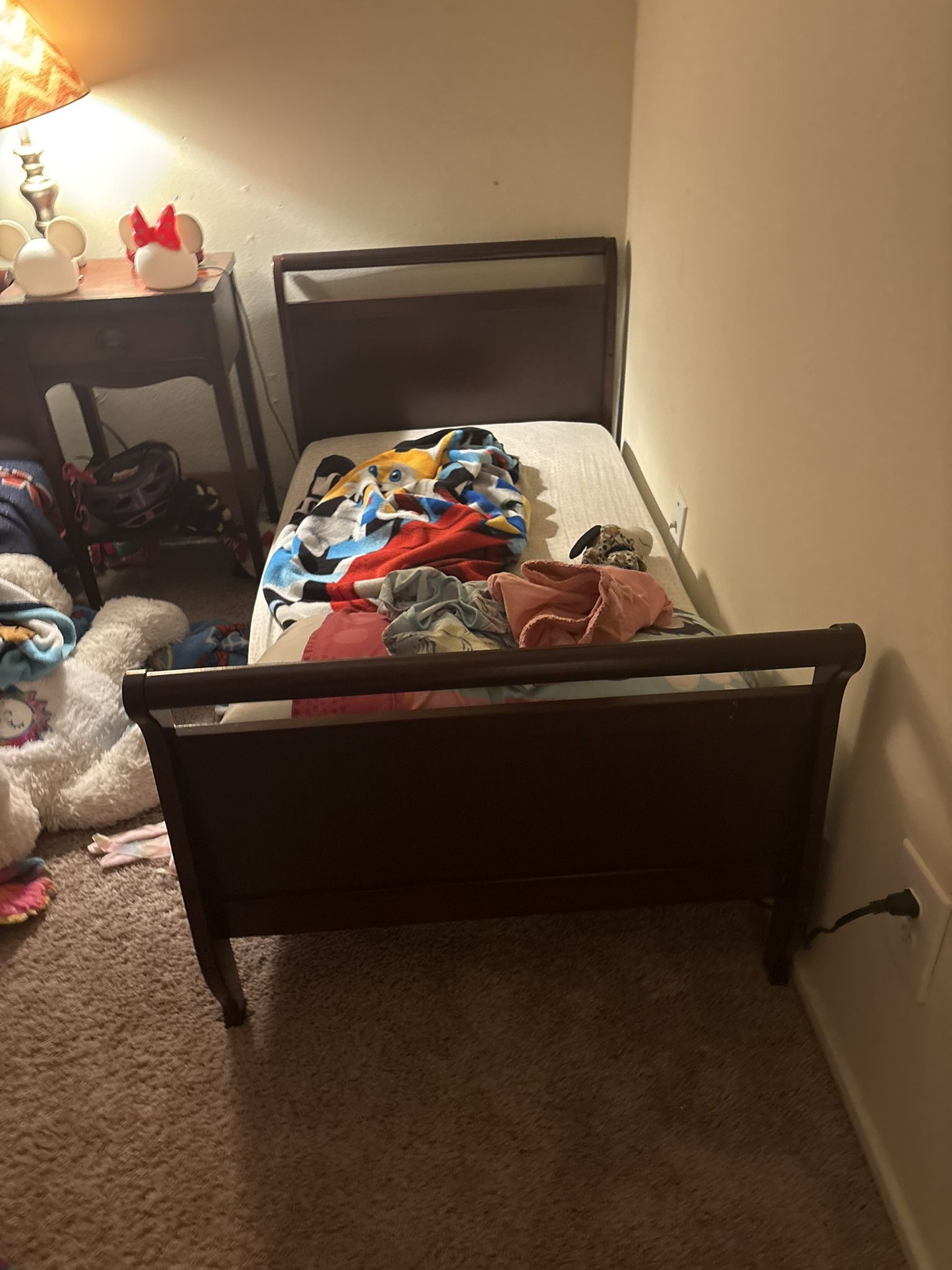 Wood Toddler Bed AND Mattress