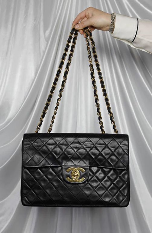 Authentic Chanel Quilted Lambskin Maxi Flap