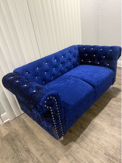 Navy Blue Velvet couch set - 2 piece
