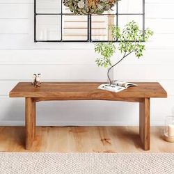 Doflamenco Dark Natural Wood Solid Wood Dining Bench for entryway and Dining Table with 47 in. W (set of 1)