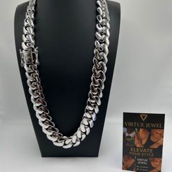 20mm - 24inch Miami Cuban Link White Gold Chain 