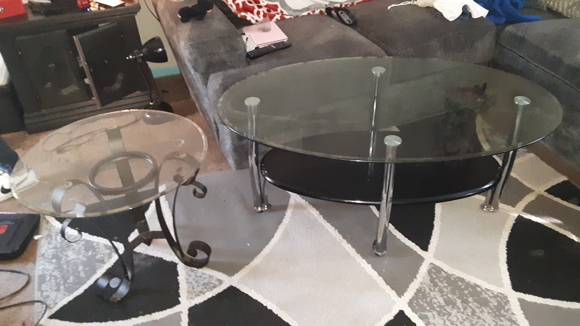 Glass Top End Table and Coffee Table