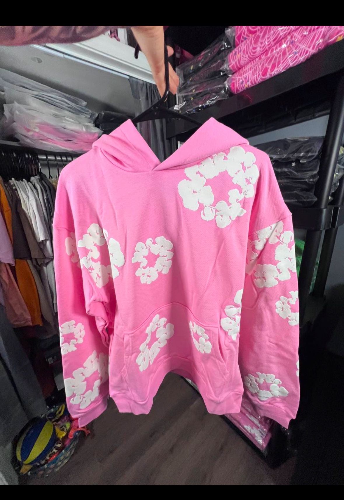 Pink Denim Hoodie