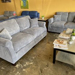 Sofa Set Gray Corduroy 