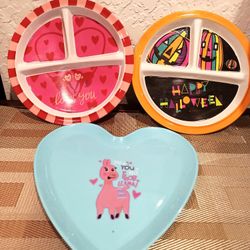 3 Fun Party Plate Two Valentine's Day One Halloween 