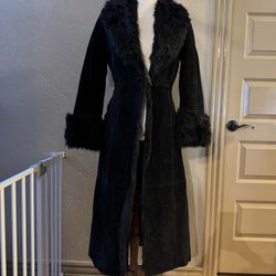 Suede  Long Coat, Size 4