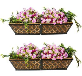Window Boxes Planters，Deck Railing Planter with Coco Liner，24 inch Balcony Planters Railing Hanging (2 Pcs)