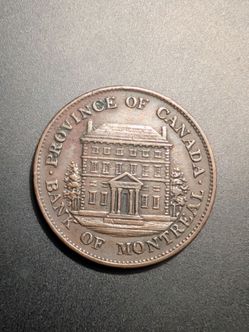 Amazing 1844 Canadian half penny bank token coin