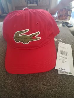 Lacoste Men's Big Croc Twill Adjustable Leather Strap Hat