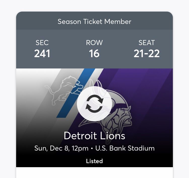 Vikings vs Lions - $150 per ticket