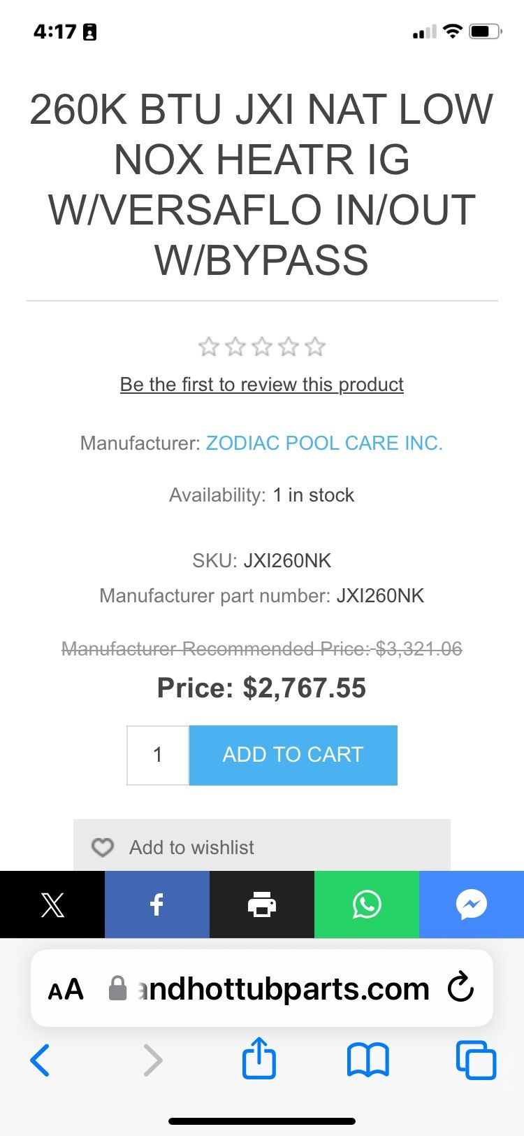 Jandy - Pro Series JXI Pool Heater 260K BTU Natural Gas - JXI260N for ...