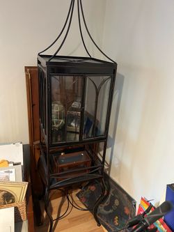Victorian Gothic Iron & Glass Display Cabinet