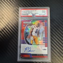 Panini Prizm DP - Patrick Queen Autograph (Red Prizm) - PSA 9