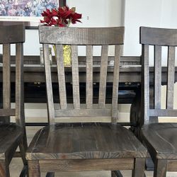 Dark Chocolate Wood Dining Chairs And Bench 