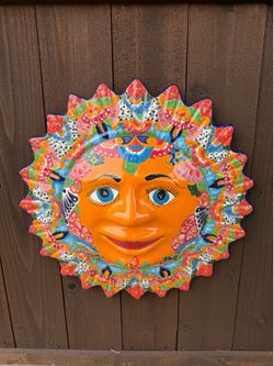 Mexican Talavera Sun Wall Decor, Pottery, Clay Pot,Planter.
