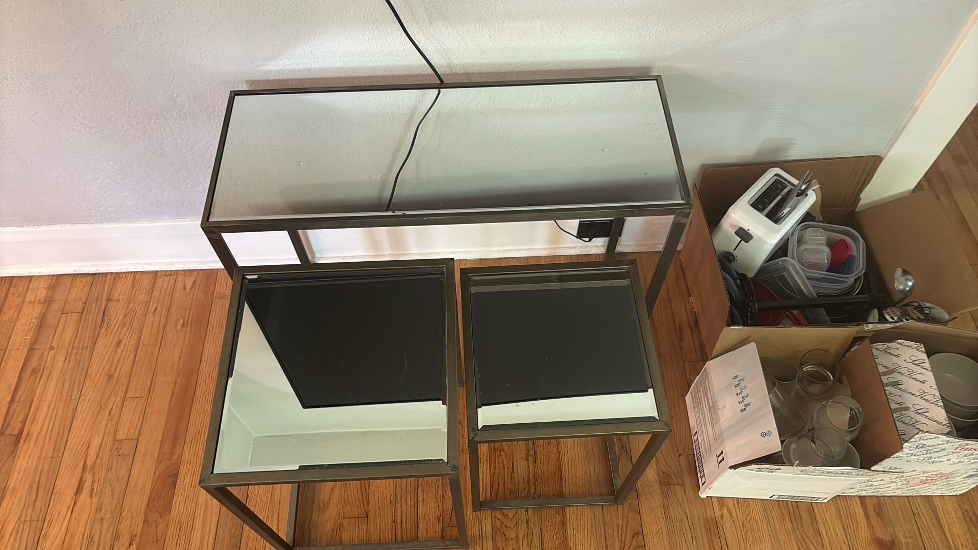 3 Piece Mirrored Table Set