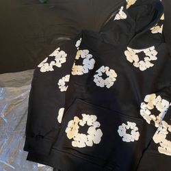 black denim tear hoodie