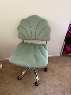 Green Velvet Scalloped Shell Office Chair