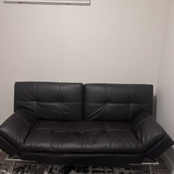Black Leather Futon 